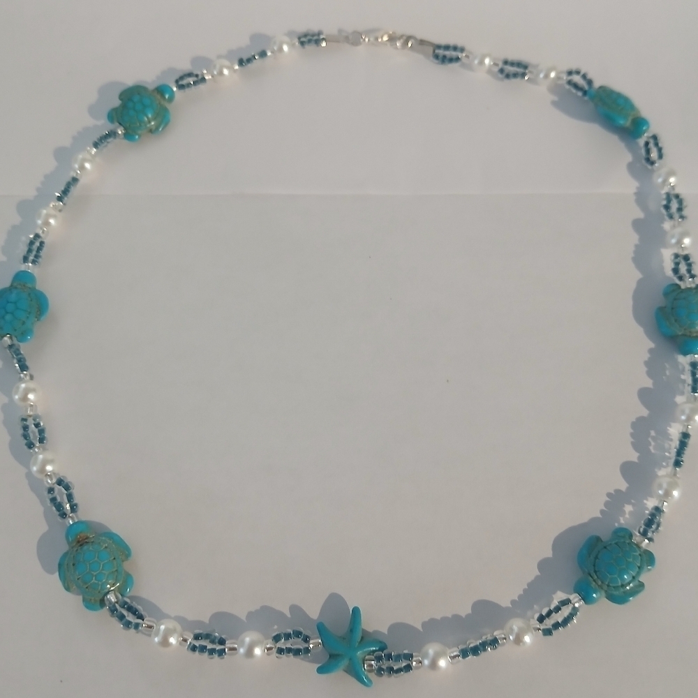 Turquoise Turtle & Starfish Necklace - Picture 5 of 8